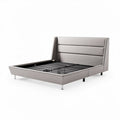 Cama tapizada gris de 200 x 160 x 30cm con base de metal y estructura resistente