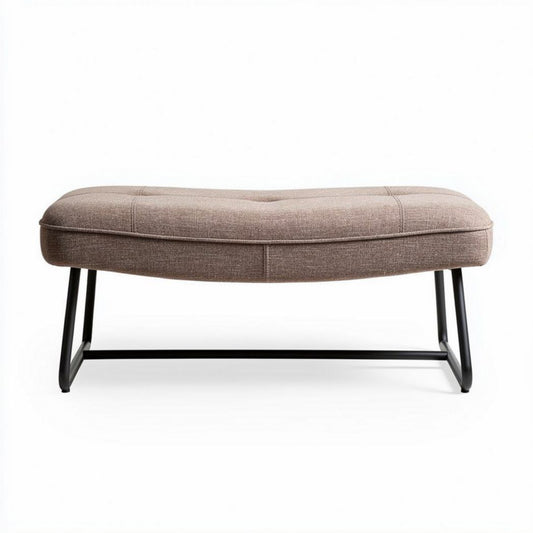 Otoman de tela gris claro con patas metálicas 95 x 40 x 45cm