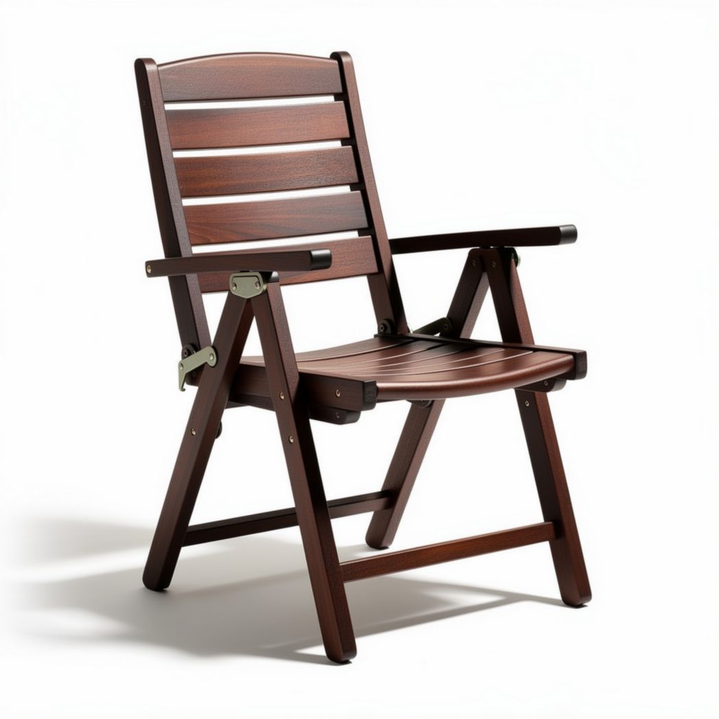 Silla plegable de madera de color marrón con medidas 85 x 55 x 90cm