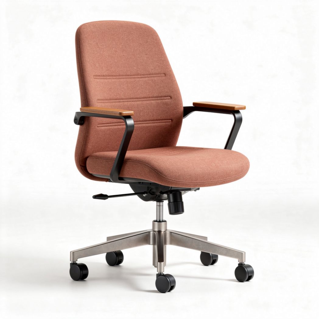Silla de oficina ergonómica con ruedas de 60 x 60 x 100cm en color terracota