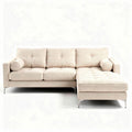 Sofá chaise longue moderno de tejido neutro 200 x 90 x 80cm