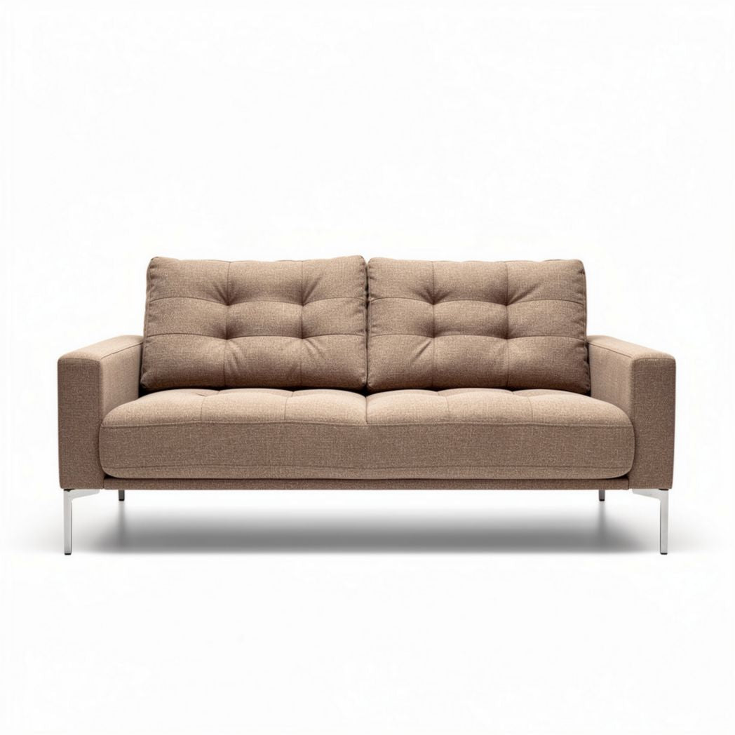 sofá moderno de tela color beige de 200 x 90 x 85 cm con patas de metal