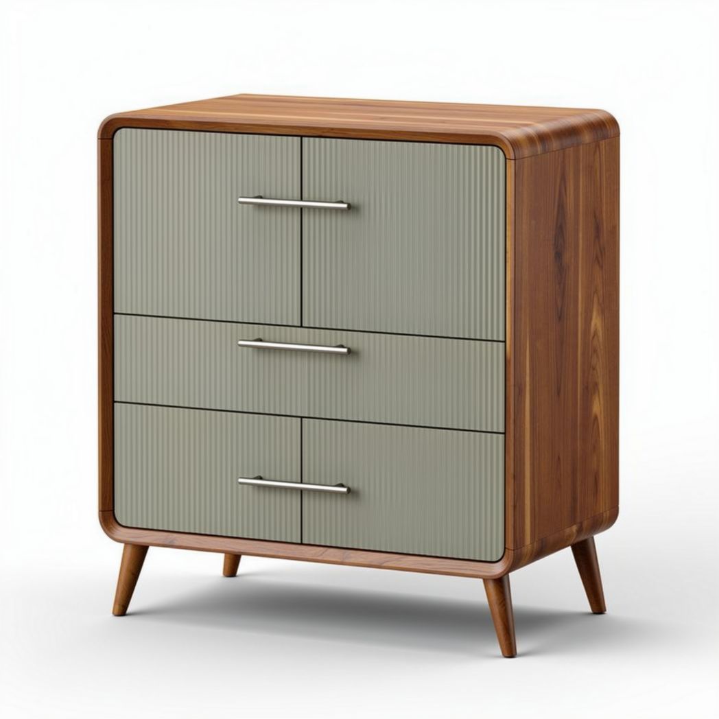 Mueble de almacenamiento de madera con tres cajones en color verde y marrón 80 x 40 x 80cm