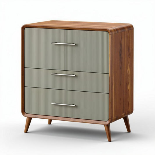 Mueble de almacenamiento de madera con tres cajones en color verde y marrón 80 x 40 x 80cm